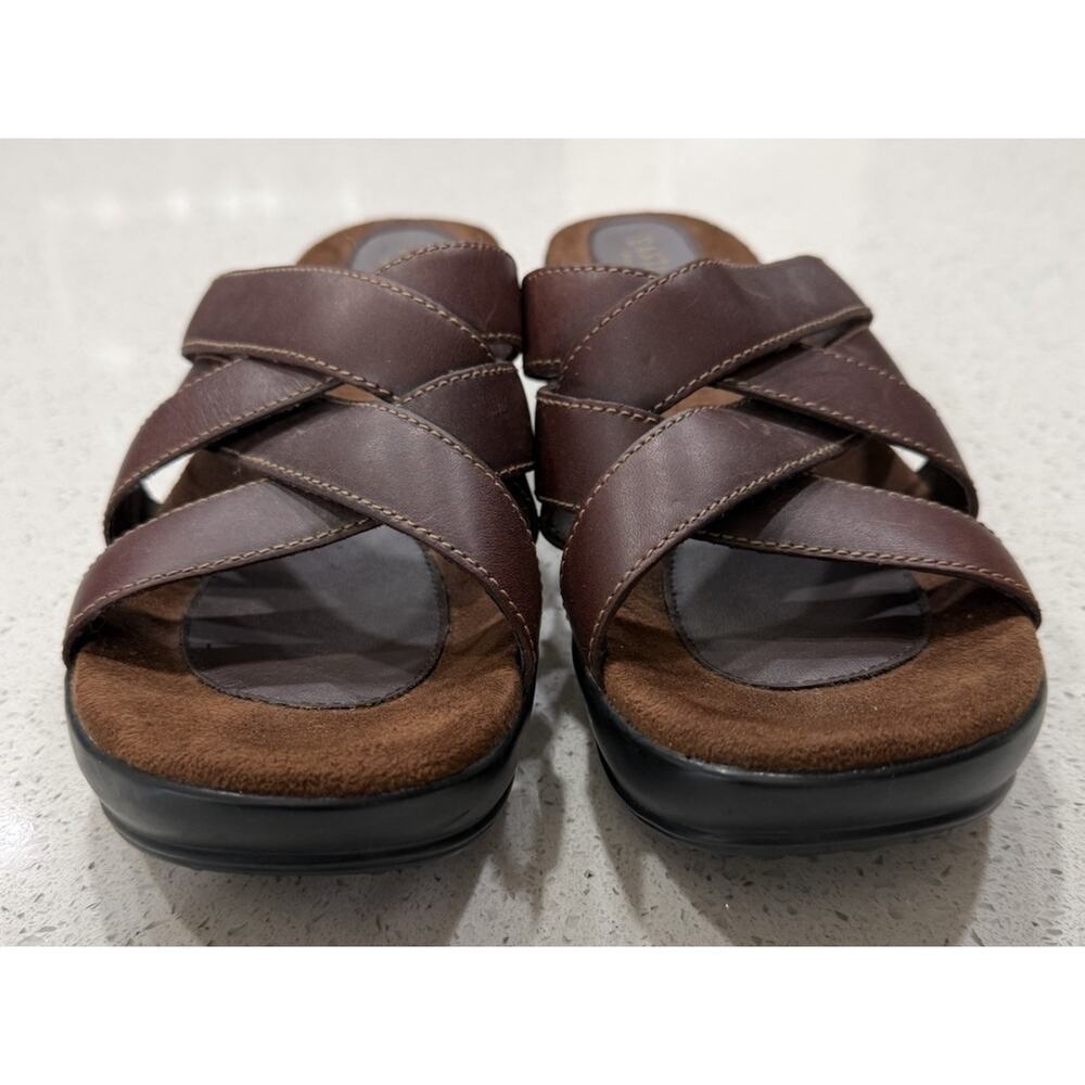 Eastland Poppy Slide Sandals Women's Size 9M Brown Leather Upper Wedge Strappy - Picture 3 of 12